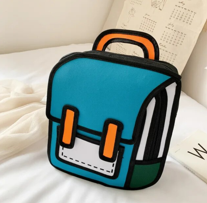 Cute 2D Drawing Student Backpack