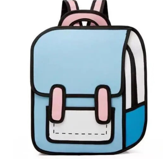 Cute 2D Drawing Student Backpack