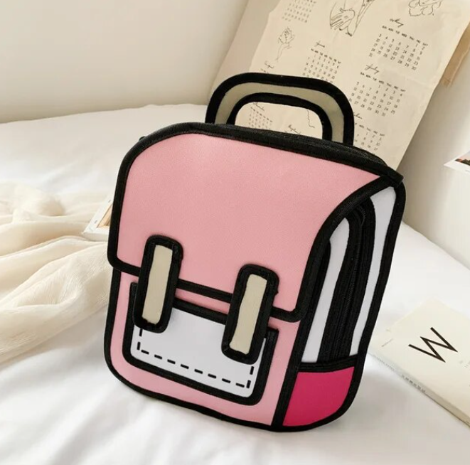 Cute 2D Drawing Student Backpack