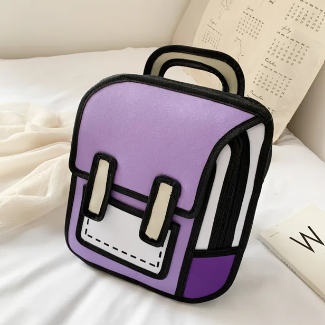 Cute 2D Drawing Student Backpack