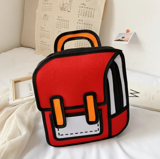 Cute 2D Drawing Student Backpack