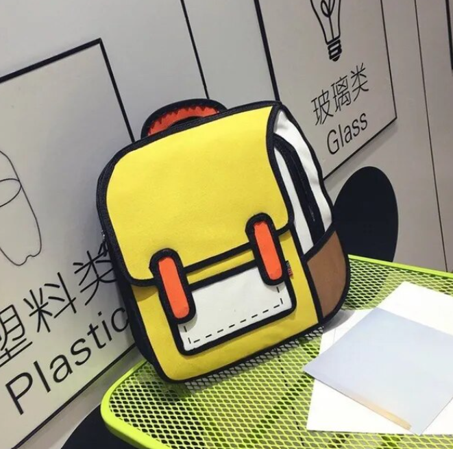 Cute 2D Drawing Student Backpack